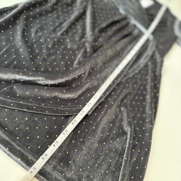 NWT Smash! Okaina Grey Velvet Wrap‎ Dress Gold Dots Velvetcore Women's Small - Picture 15 of 16